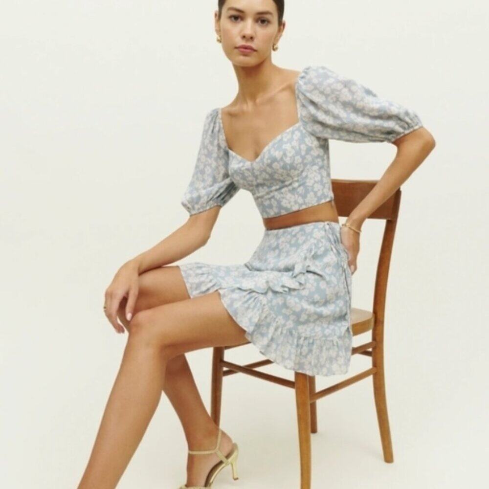 Reformation Sinead Floral Two-piece Crop Top & Skirt In Sofie